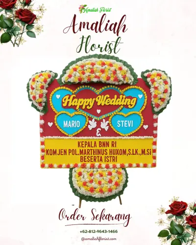 Karangan Papan Bunga Pernikahan di Malahayu